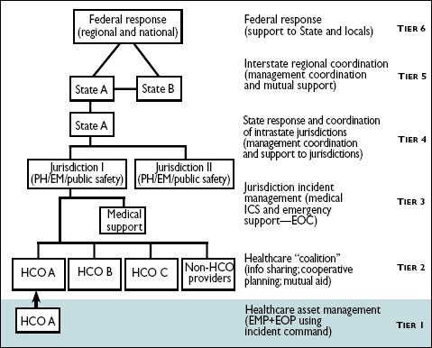 Image shows figure 1-2: MSCC Management Organization Strategy with emphasis on lowest level, Tier 1: Healthcare asset managemen