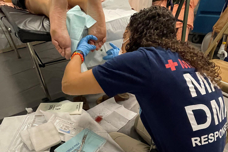 Emergency Medical Care being provided during Hurricane Ian