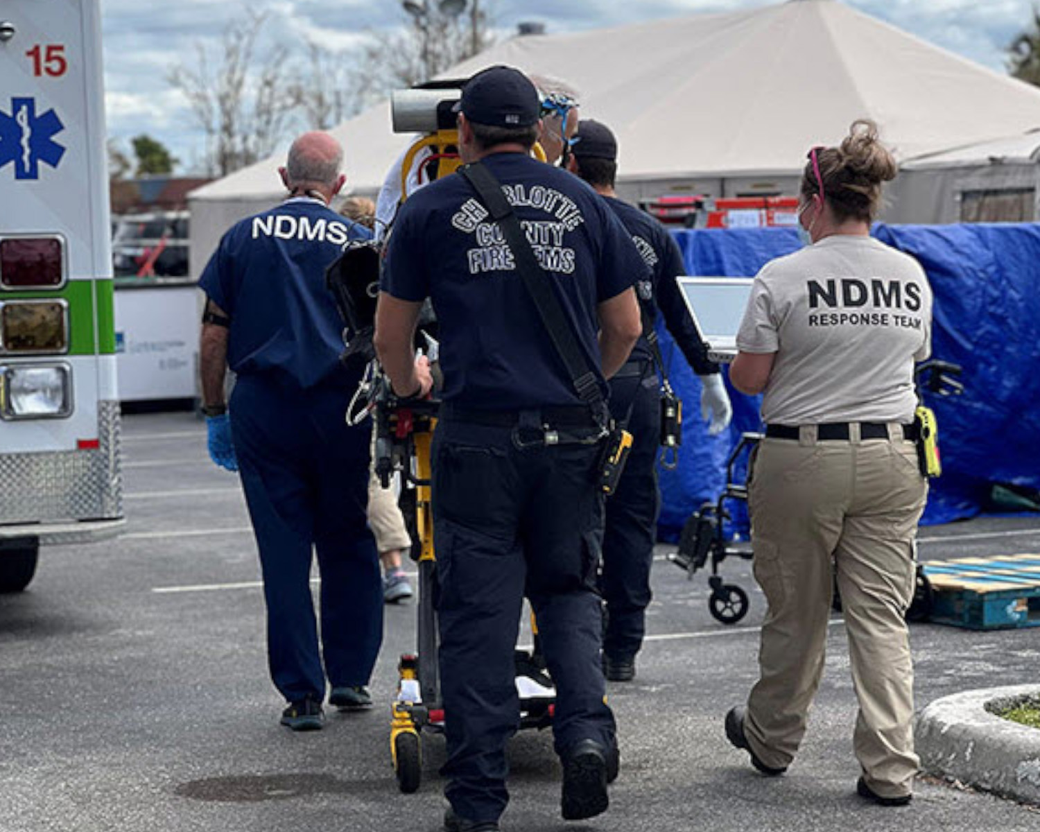 NDMS Response Teams partner with Charlotte County Fire/EMS to provide medical support and services at an event. 