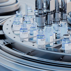 Vials being filled with material