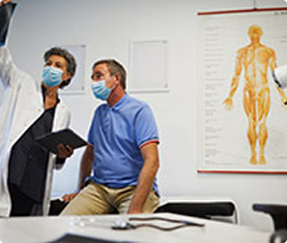 Medical Professional and Patient discussing a topic