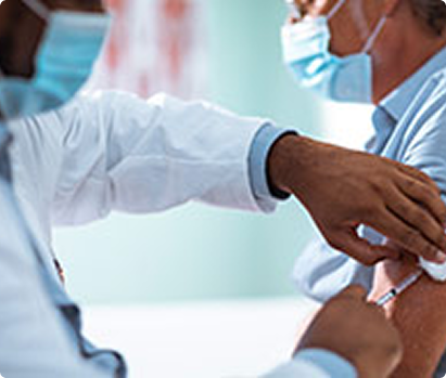 Doctor with Patient, giving an injection. 